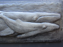 Load image into Gallery viewer, Mother and Calf Humpback Whale  Concrete 12 x 6 Inch Sculpture Tile
