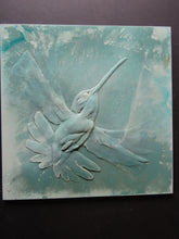 Load image into Gallery viewer, Hummingbird Concrete 12 x 12 Inch Art Tile 'Soar'
