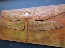 Load image into Gallery viewer, Dragonfly Concrete 12 x 6 Bas Relief Art Sculpture Tile
