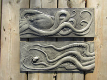 Load image into Gallery viewer, Octopus With Snail Large Hand Made Two Panel Concrete Tile
