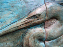 Load image into Gallery viewer, Stalking Heron Concrete Three Panel Wall Sculpture Handmade Art Tile
